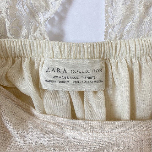 ZARA Collection Ecru 100% Linen Open Lace Back Dress Elastic Waist, Tie Back - S - Picture 9 of 14
